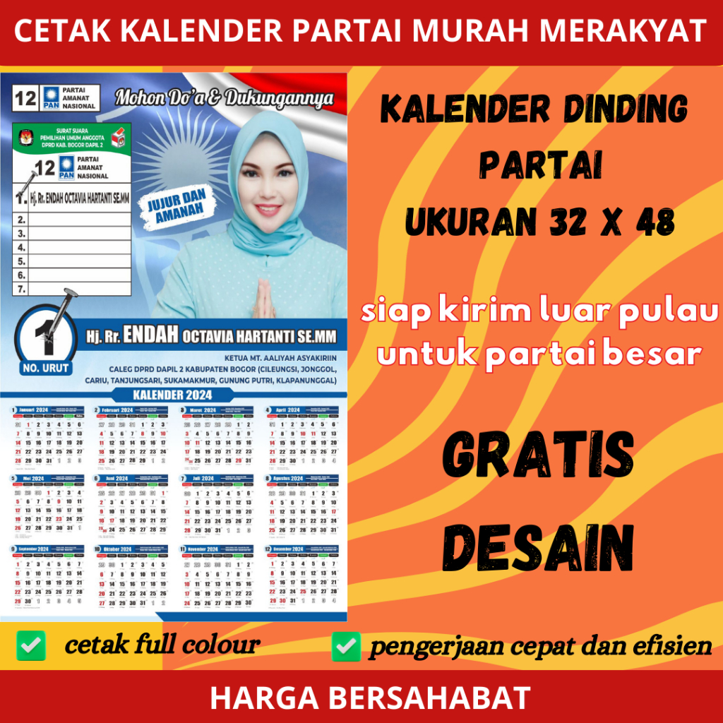 

CETAK KALENDER DINDING PARTAI 2025 CUSTOM DUPLEX 250GSM 1000PCS MURAH