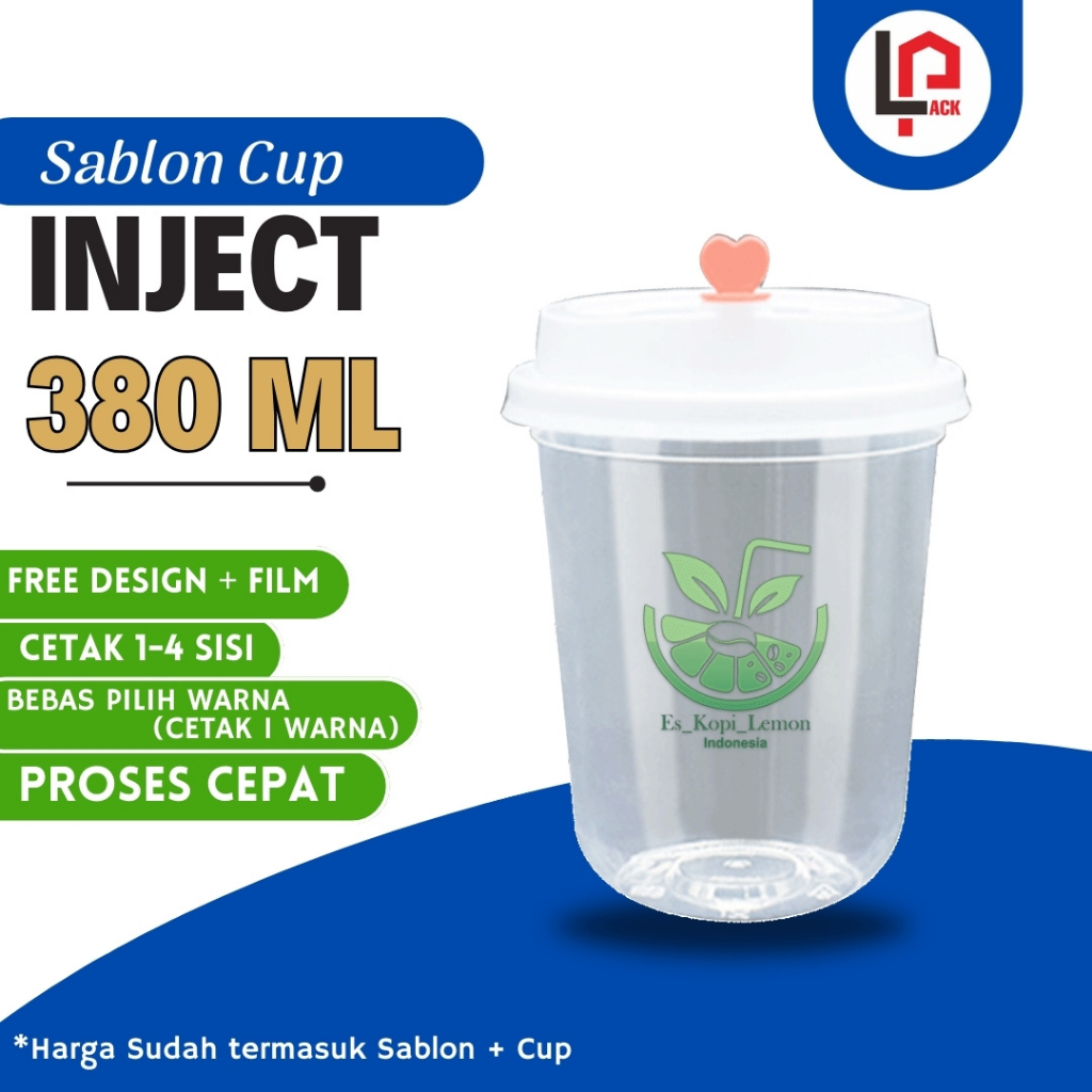 LAPACK ID Sablon Cup PP Injection Oval 380 ml 12gram Custom Logo