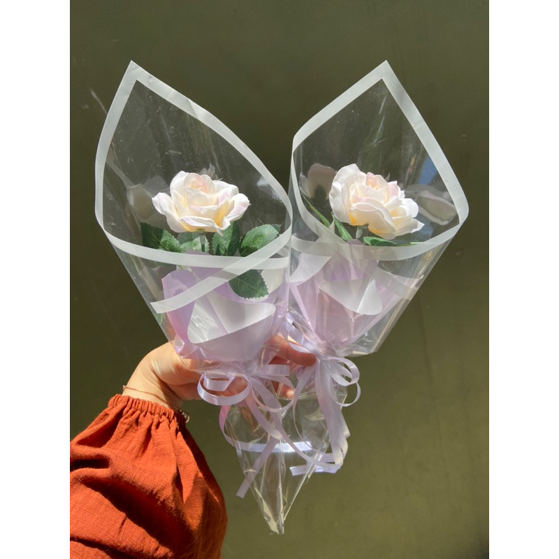 PREMIUM ARTIFICIAL SINGLE ROSE BUKET BUNGA murah buket single rose buket bunga 1 tangkai KOREAN styl