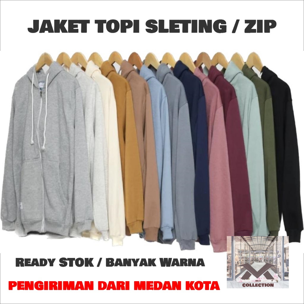 	 Jaket Zipper Bersleting Basic Polos Pria Wanita Jaket Sweater Hoodie Zipper Polos Distro MV Collection	