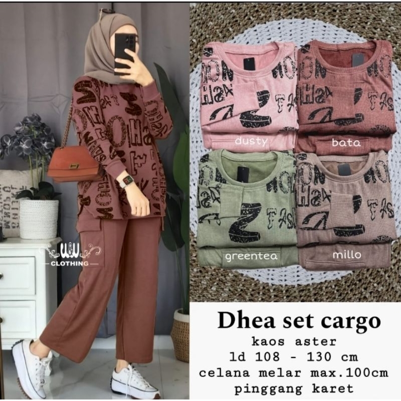 Baju Setelan Wanita One Set Dhea set Kaos Knit Codoray Kaos Aster Super Jumbo Bigsize