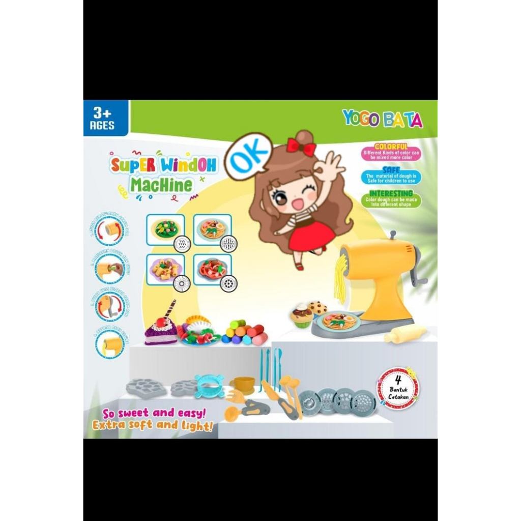 Mainan Anak Cetakan Mesin Giling Mie Kue Es Cream Windoh Fundoh Playdoh