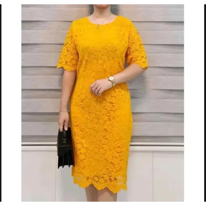 Dress Brokat Lengan Pendek Terbaru/Natalan/Kekinian Fashion Wanita 2023