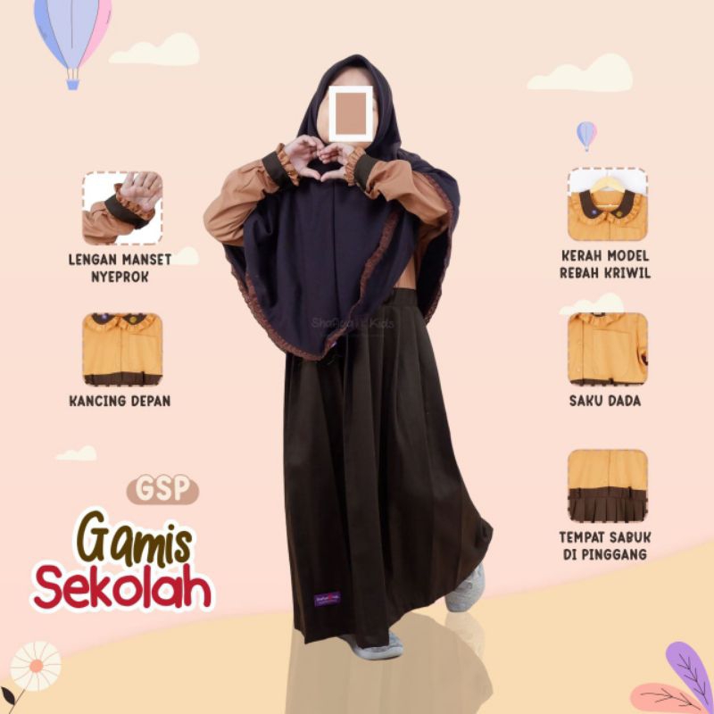 Gamis Merah Putih Anak SD, Baju Pramuka SD Anak Perempuan Original Shafiya Kids