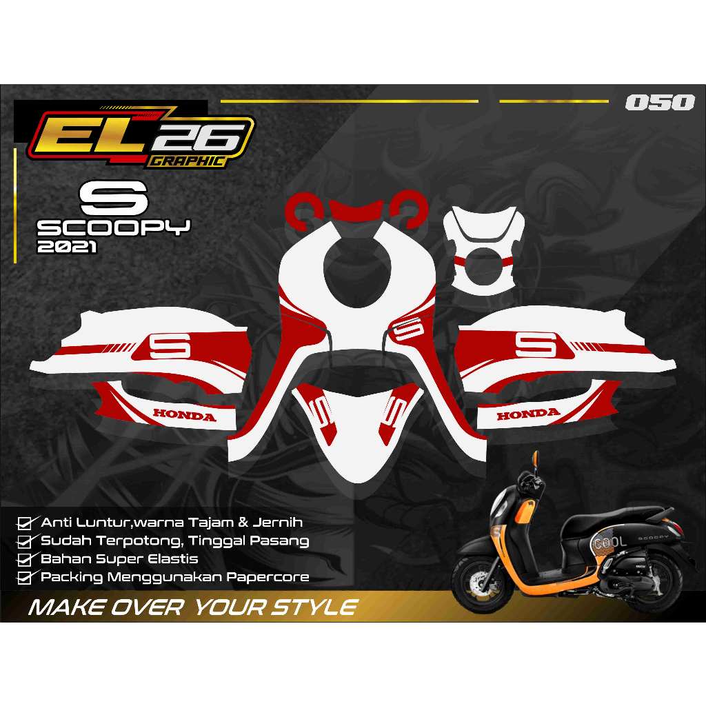 Decal Stiker Scoopy Full body 2020-2023- Dekal Stiker Scoopy SCOOPY 2023 Motif SIMPEL 050