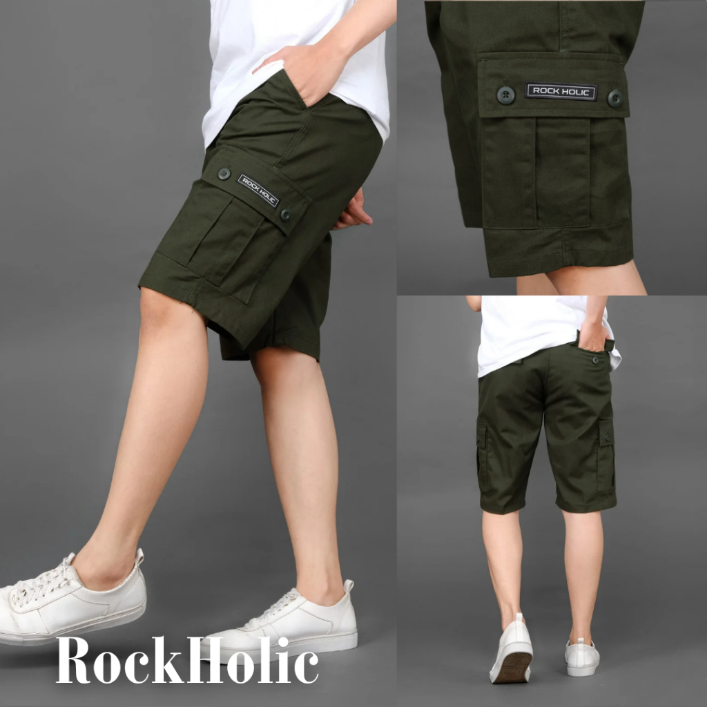 ROCKHOLIC CELANA CARGO PENDEK ARMY PRIA / CELANA PENDEK CARGO ARMY / CELANA PENDEK PRIA