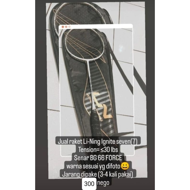 (NEGO)RAKET LINING IGNITE 7 Senar BG 66 FORCE SECOND