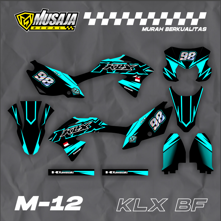 Decal klx bf motif hitam biru full body