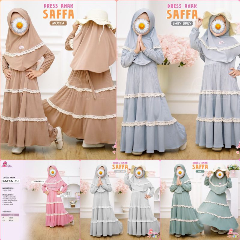 Reprice Dress Muslim Anak SAFFA MiuLan Kids | Busana Muslim Anak Perempuan 1-4th Gaun Baju Pakaian F