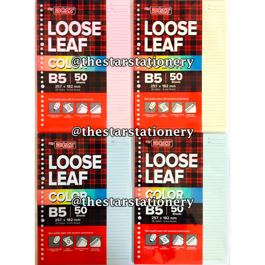 

(1 Pak Isi 50 Lembar) GROSIR Loose Leaf Big Boss B5 50 Lembar Warna Garis / Isi Kertas File B5 50 Lembar / Binder Big Boss B5 50 Warna Garis