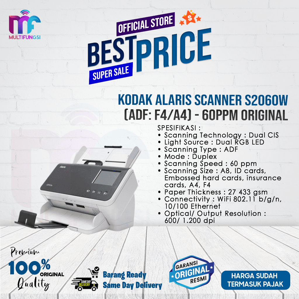 Kodak Alaris Scanner S2060W (ADF: F4/A4) - 60ppm