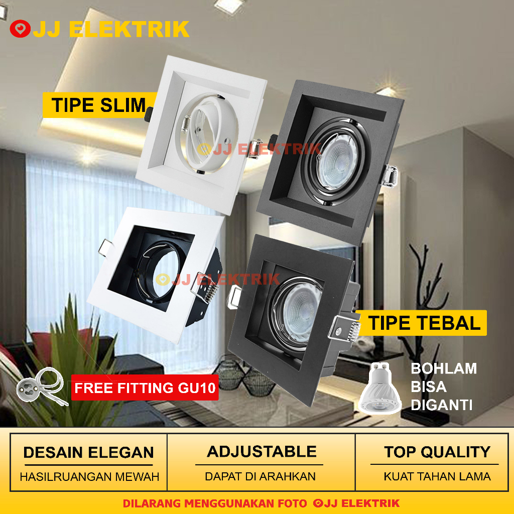 Kap Lampu Downlight Halogen GU10 Spotlight Plafon 1 Lubang LED Spot GU 10