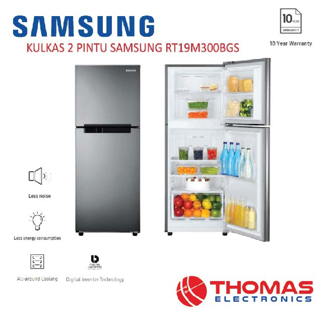 KULKAS 2 PINTU SAMSUNG RT19M300BGS / RT 19 M300 BGS GARANSI RESMI