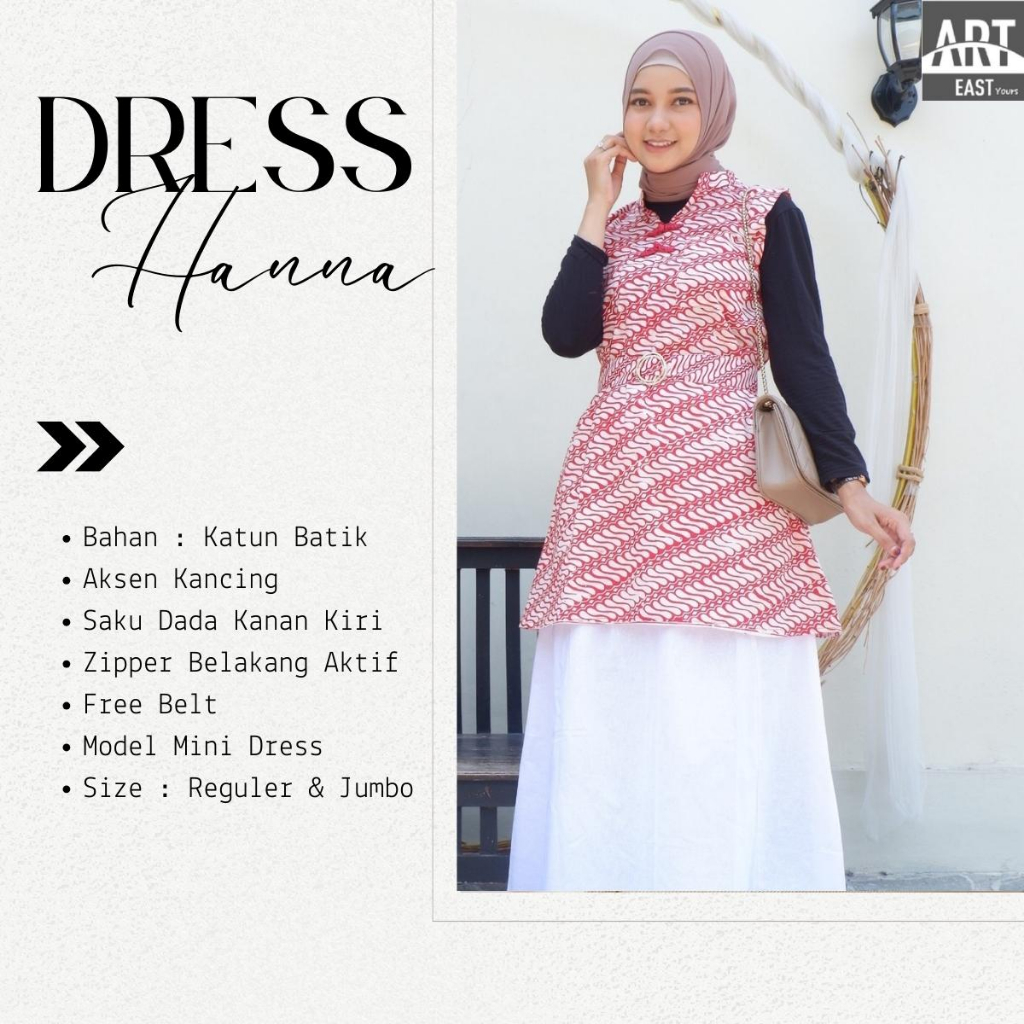 Cheongsam Dress Motif Batik Baju Pesta Hijab Style HANNA Terbaru Modern Zipper Belakang Bisa COD
