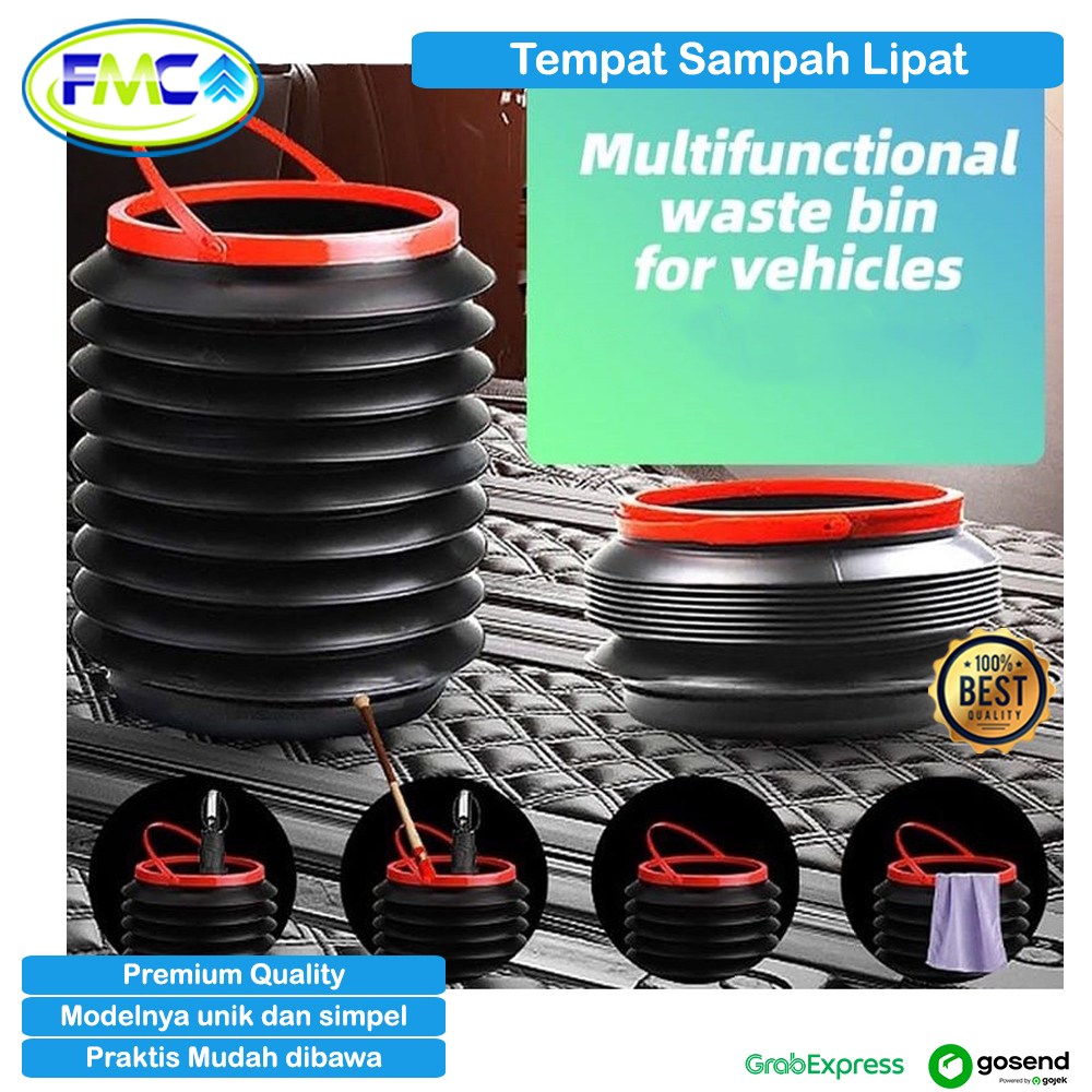 Tempat Sampah Lipat Bulat Tong Sampah Mobil Praktis Wadah Box Penyimpanan Portabel dan Fleksibel