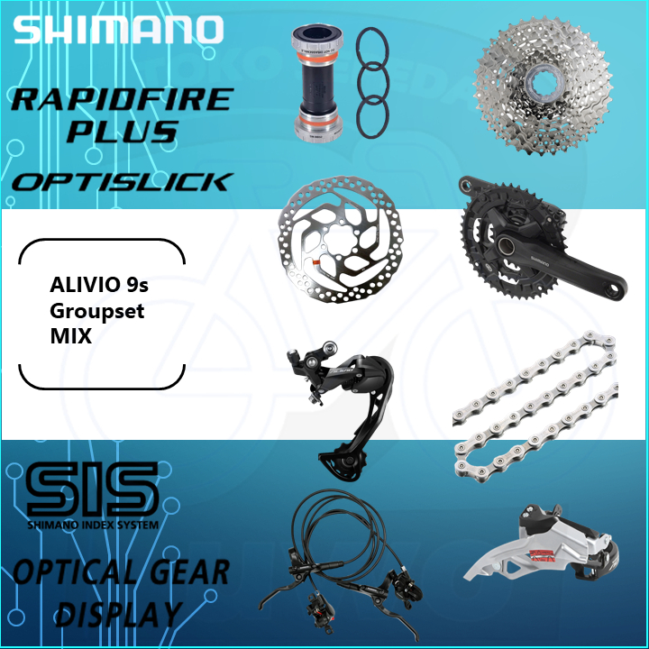 Groupset Shimano Alivio 9 speed M3100 3 X 9 Speed