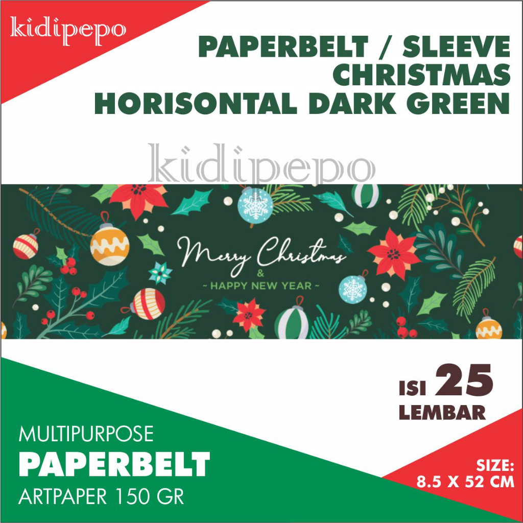 

PAPERBELT / BAN KUE NATAL CHRISTMAS HORIZONTAL DARK GREEN – ISI 25 LEMBAR