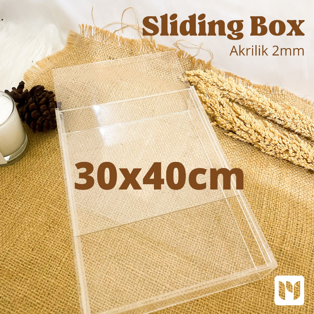 Akrilik Box Tutup Sliding untuk Frame Bingkai Mahar / Gift 30 x 40 x 6 cm
