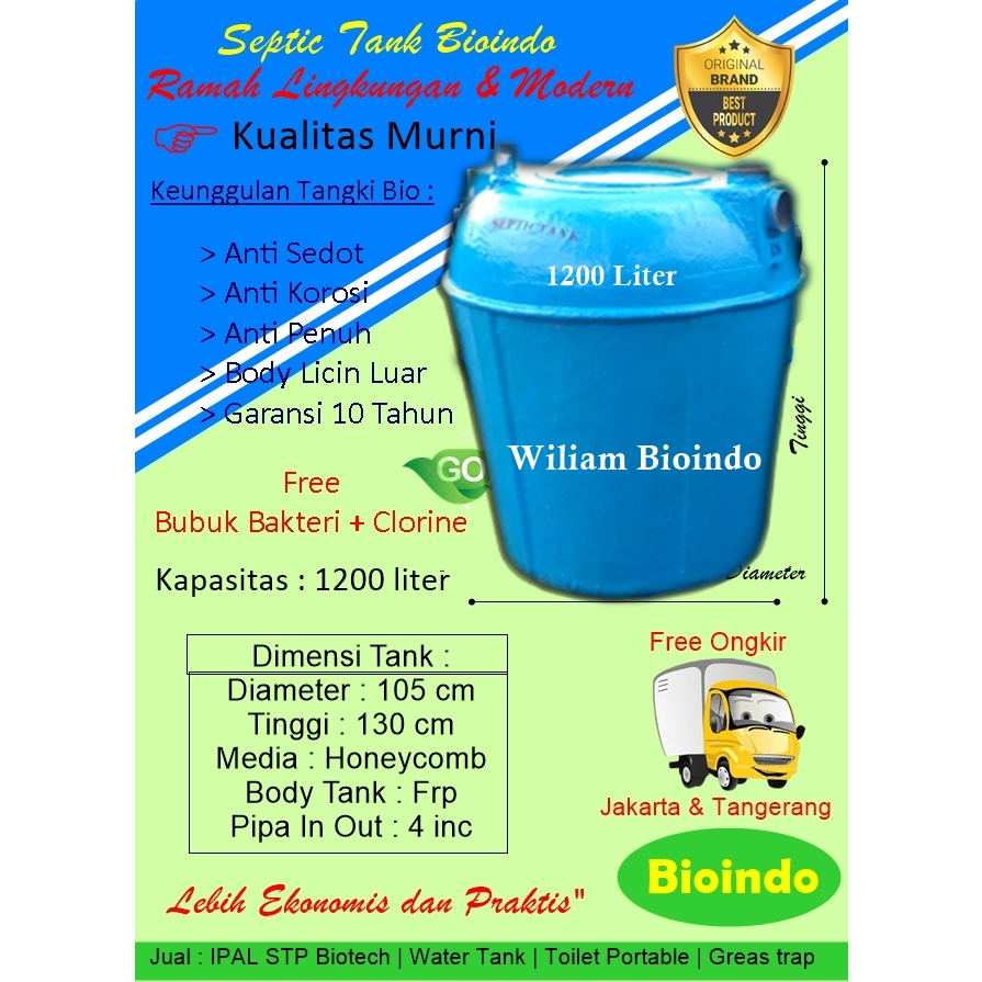 septic tank bioindo 1200 liter, septic tank biotech, biofil septic tank