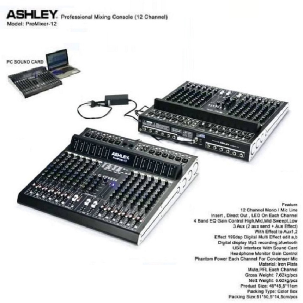 Mixer Audio Ashley ProMixer12 / Pro Mixer 12 12 Channel USB BLUETOOTH ORIGINAL