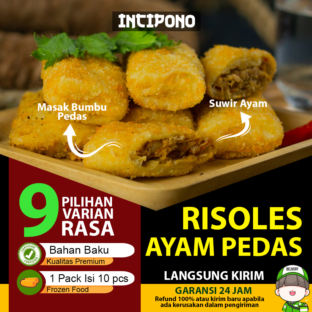 Incipono Risol Ayam Pedas Frozen 1 Pack Isi 10 Pcs Risoles Ayam Suwir Frozen Food Halal Premium