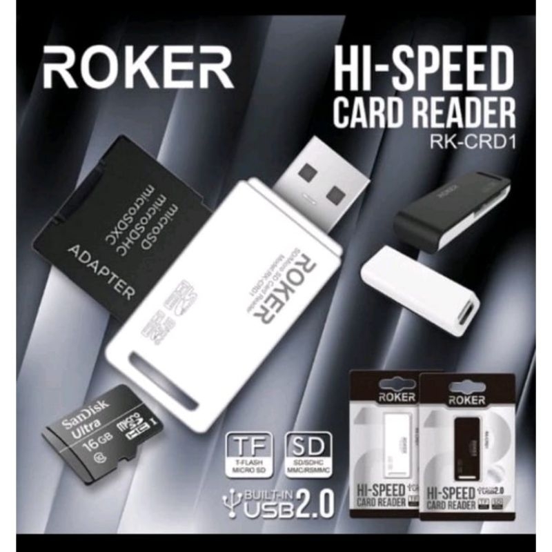 CARD READER ROKER HIGH SPEED USB 2.0 ORIGINAL MICRO SD/SD CARD MEMORY HP