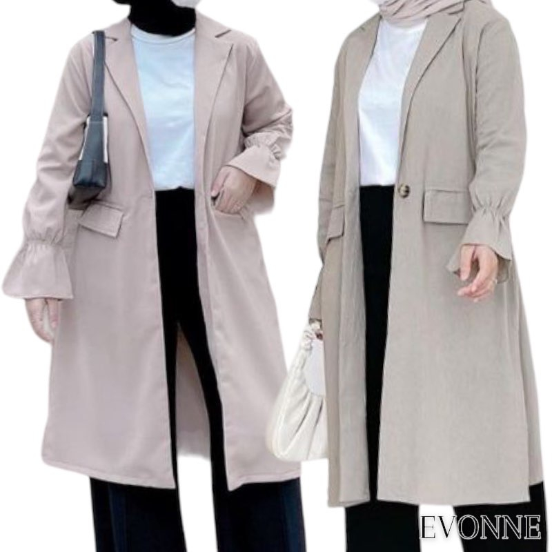 EVONNE Zora Long Blazer Wanita Lengan Panjang Outer Blazer Kantor Premium Oversize E-274