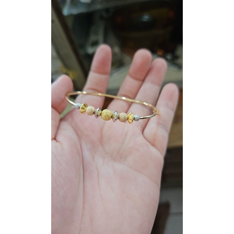 Bangle gelang oval pentol bola pasir rose gold rosegold emas asli 700 70% korea