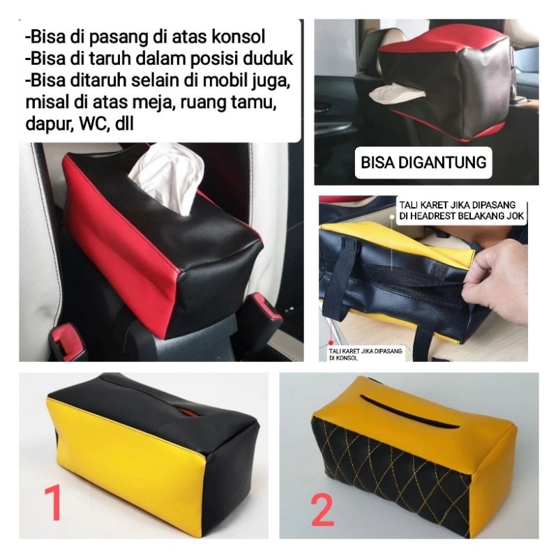 SARUNG KOTAK COVER BOX TISU TISSU TISUE TISSUE KULIT GANTUNG JOK KURSI MOBIL MEJA MAKAN RUANG TAMU D