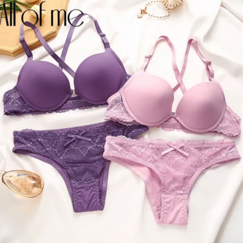 FINETOO FT87 Set Push Up Bra Busa Kawat + Celana Dalam Pakaian Dalam BH CD Wanita Halus