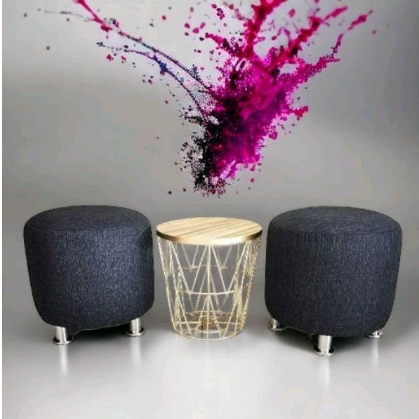 sofa, sofa bulat,  stool kanvas, Ottoman ready stok