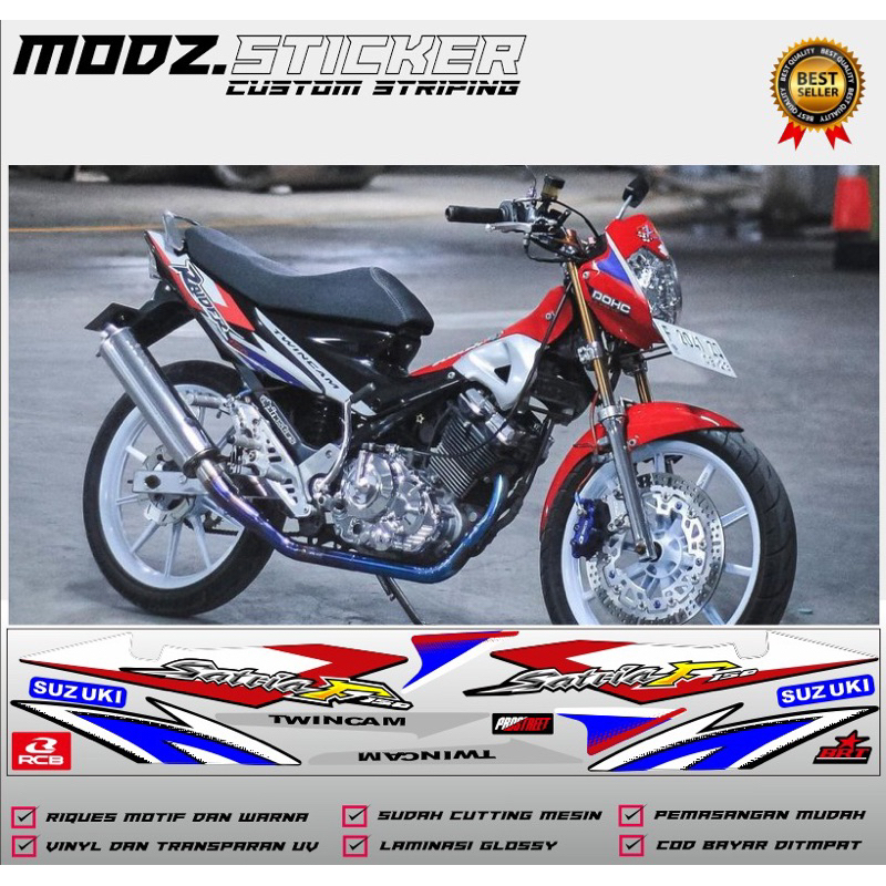 sticker striping Suzuki Satria fu CBU thailand 2004-2006 merah