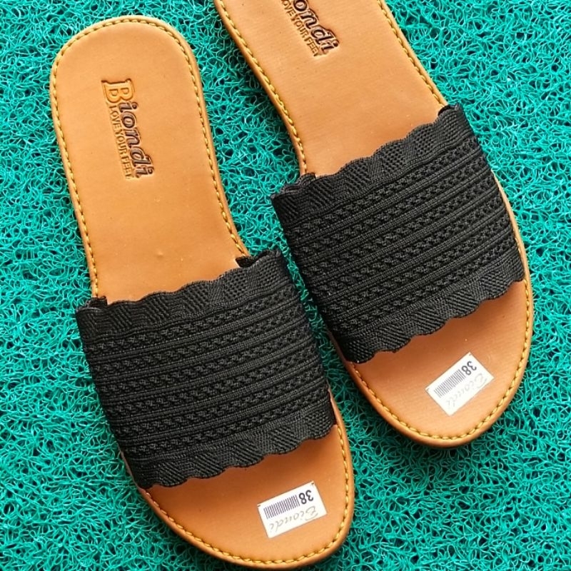 Sandal teplek rajut wanita Biondi antislip slop non slip model terbaru