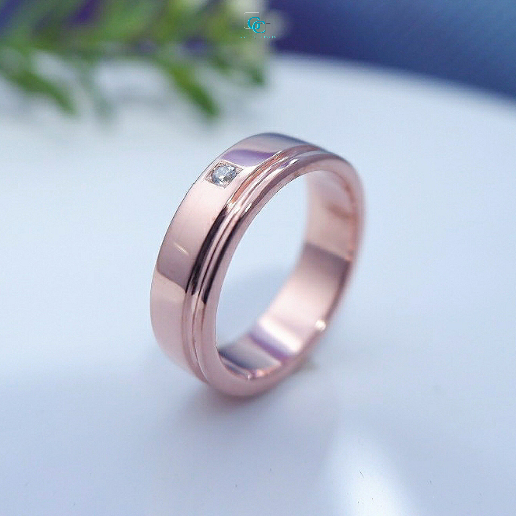 Cincin kawin pria perak berlian moissanite nikah tunangan rose gold 223