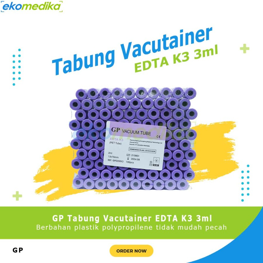 Tabung EDTA 3ML GP / Vacutainer K3 EDTA 2ml 3ml 5ml PET / Glass GP