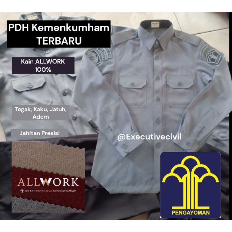 PDH Kemenkumham 2023 ALLWORK Resmi Kemenkumham, kain Allwork 100%, size JUMBO bisa dibuatkan