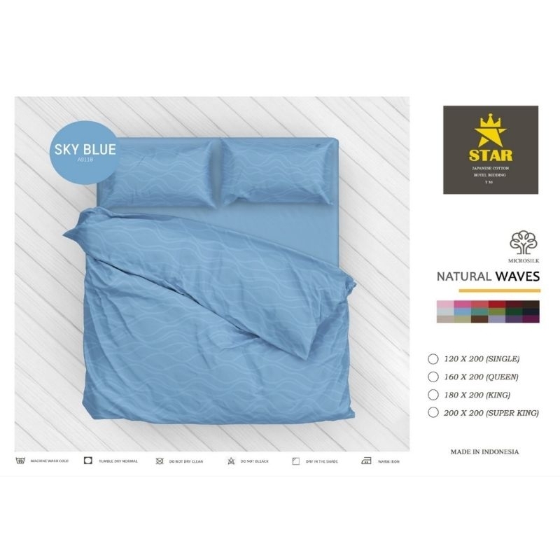 NEW SPREI STAR EMBOSS POLOS 180X200 TINGGI 30CM BANTAL 4 GULING 2