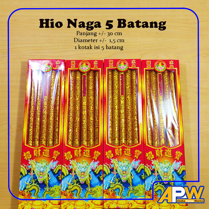 Dupa / Hio Naga Imlek 5 Batang Gambar Naga Emas Timbul