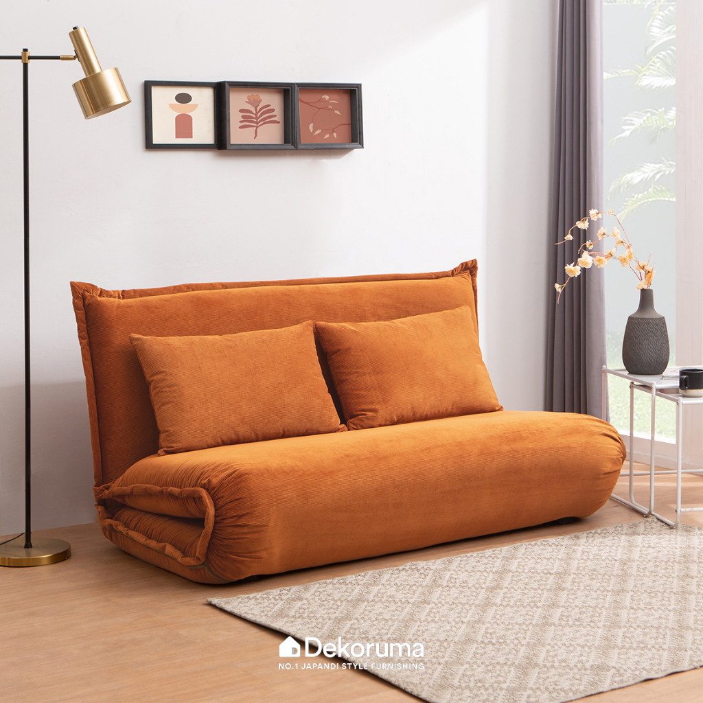 Dekoruma SHIORI Sofa Bed 2 Dudukan Kain / Sofabed Tamu 2 Seater - Terakota