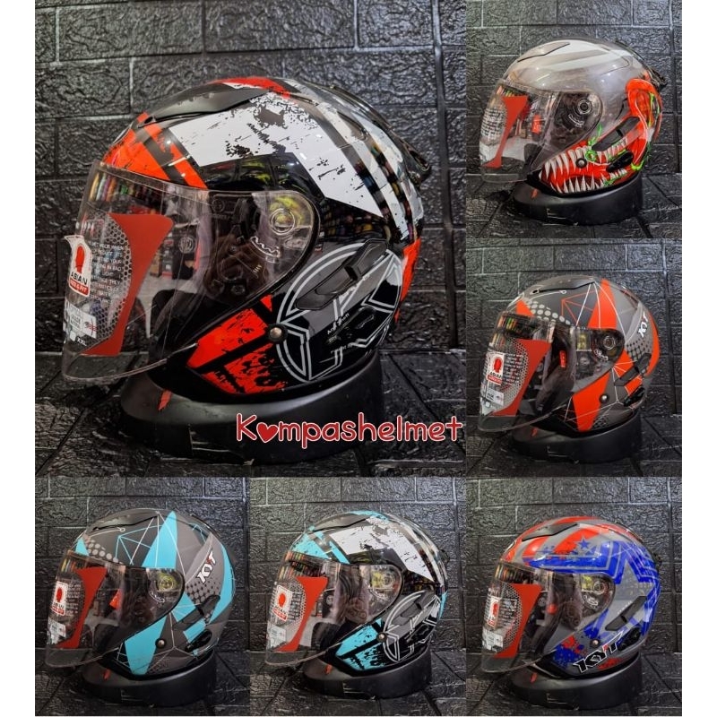 HELM KYT GALAXY FLAT R MOTIF #5 BLACK/RED FLUO