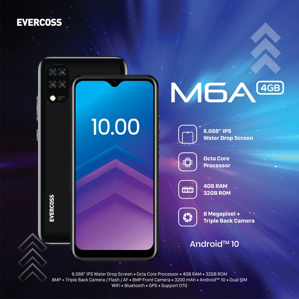 Evercoss M6A 4/32  3/16 Ram 3 / 4GB Internal 16 /  32GB Garansi Resmi