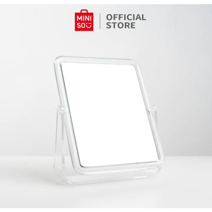 MINISO Mirror 2 Sisi Double Mirror Cermin Persegi Kaca MakeUp Portable Cermin Kotak Miniso Jernih