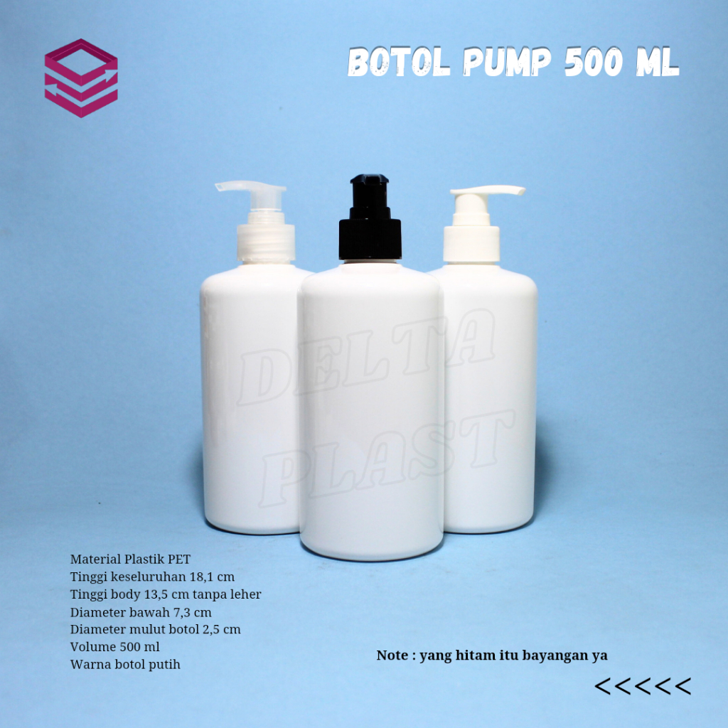 BOTOL PUMP 500ML / BOTOL PET 500ML NECK 28 - PUMP PUTIH