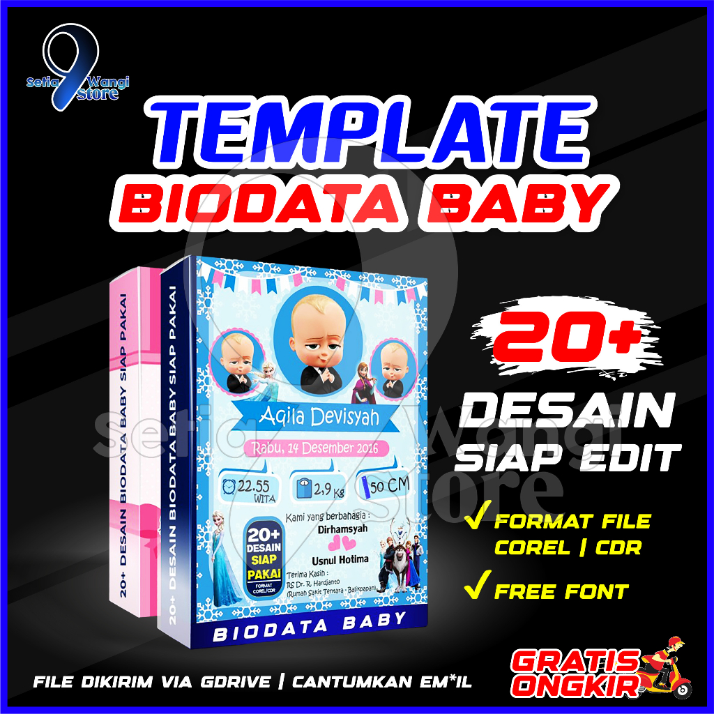 Template Biodata Bayi | Bio Baby Siap Edit FREE Font [GRATIS ONGKIR]