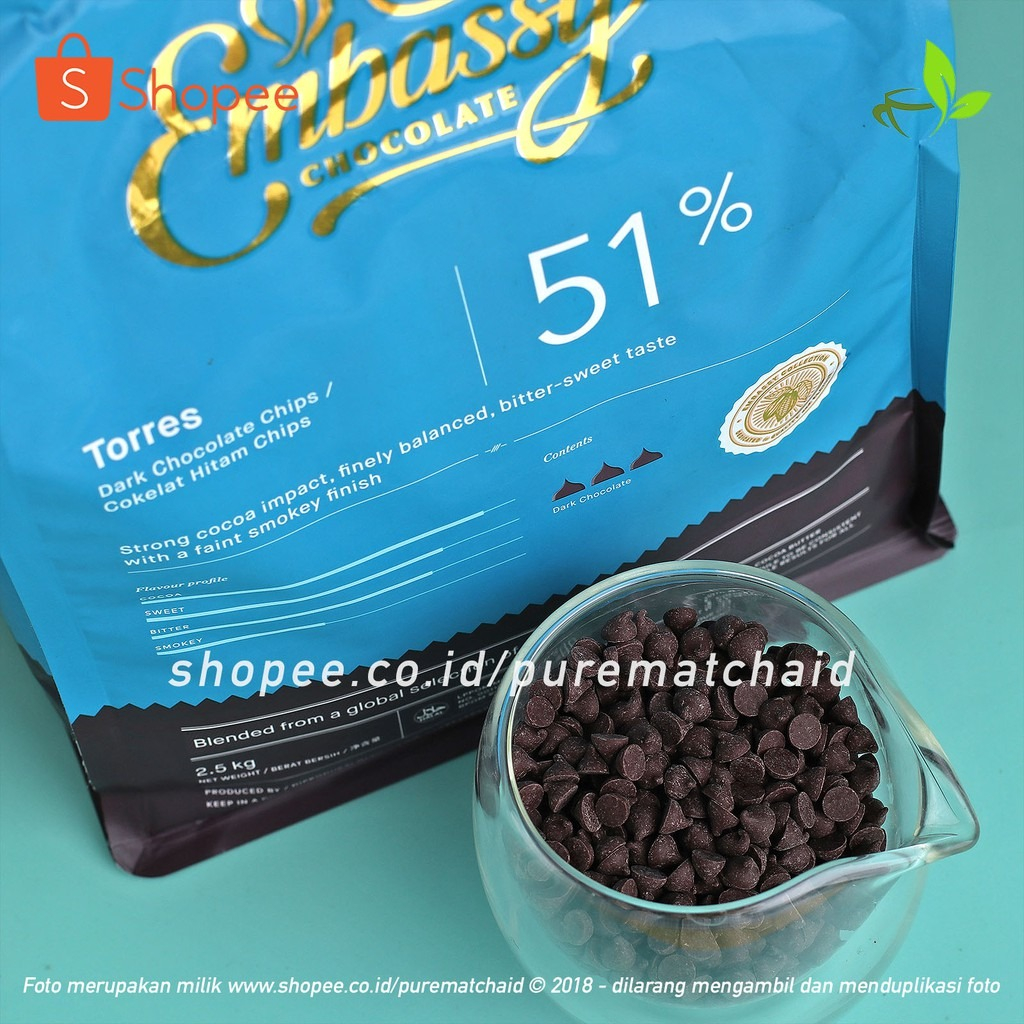 

Embassy Chocolate - TORRES 51% 250gr Tulip Chocochip Cokelat Couverture Indonesian Chocolate Chips