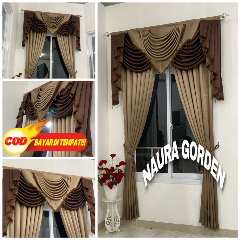 Gorden Poni Gelombang Rumbai Mewah satu set Jendela Pintu Minimalis Ruang Tamu blackout Import polos