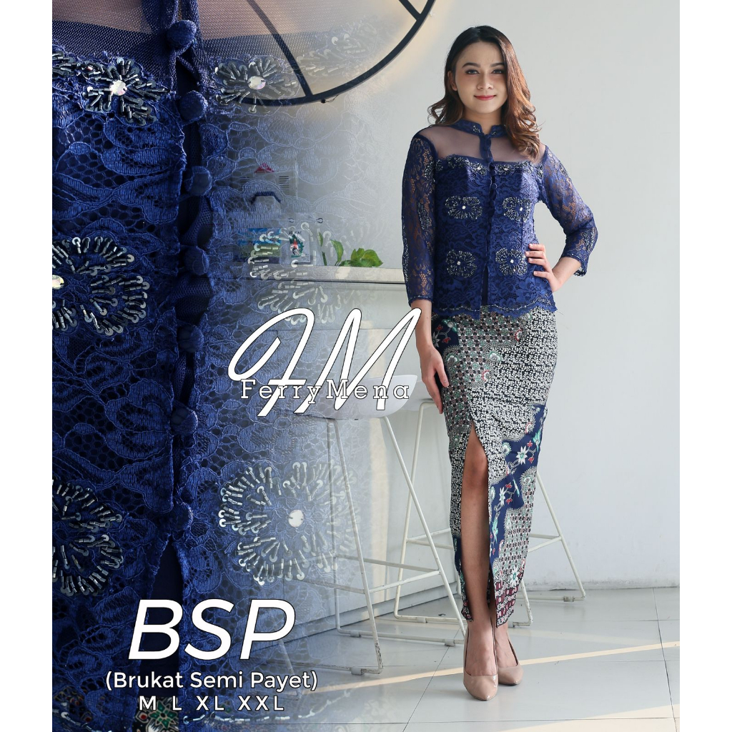 SET KEBAYA BSP BROKAT SEMI PAYET - KEBAYA NATALAN - KEBAYA WISUDA ELEGAN - KEBAYA BRUKAT MODERN BORD