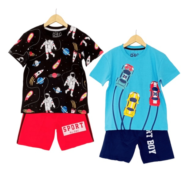 Setelan Anak Laki / Baju Anak / Baju Murah 2-10 THN Astronout Hitam / Mobil Biru Celana Boxer