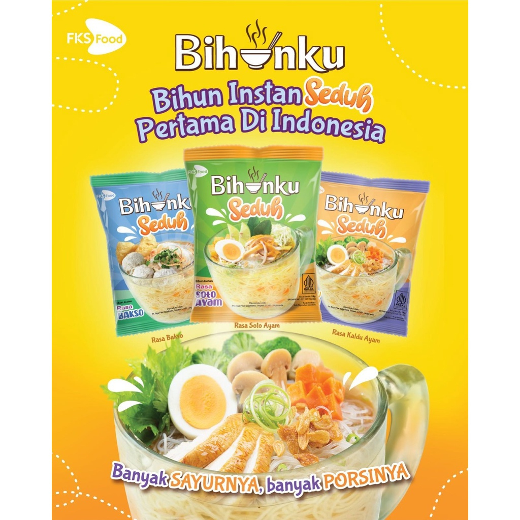 

BIHUNKU SEDUH Bihun Instan Kuah Gelas Rasa Soto Kaldu Ayam Bakso Sachet - 1 Renceng / 10 Pcs