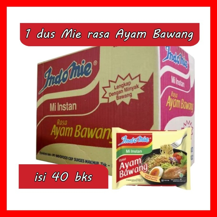 

1 DUS INDOMIE AYAM BAWANG ISI 40 BUNGKUS PCS - Indomi Mie Mi Instan Rasa Grosir Murah